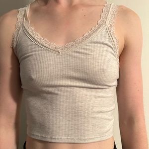 American Eagle Ribbed Tank Top, Beige, Size XS